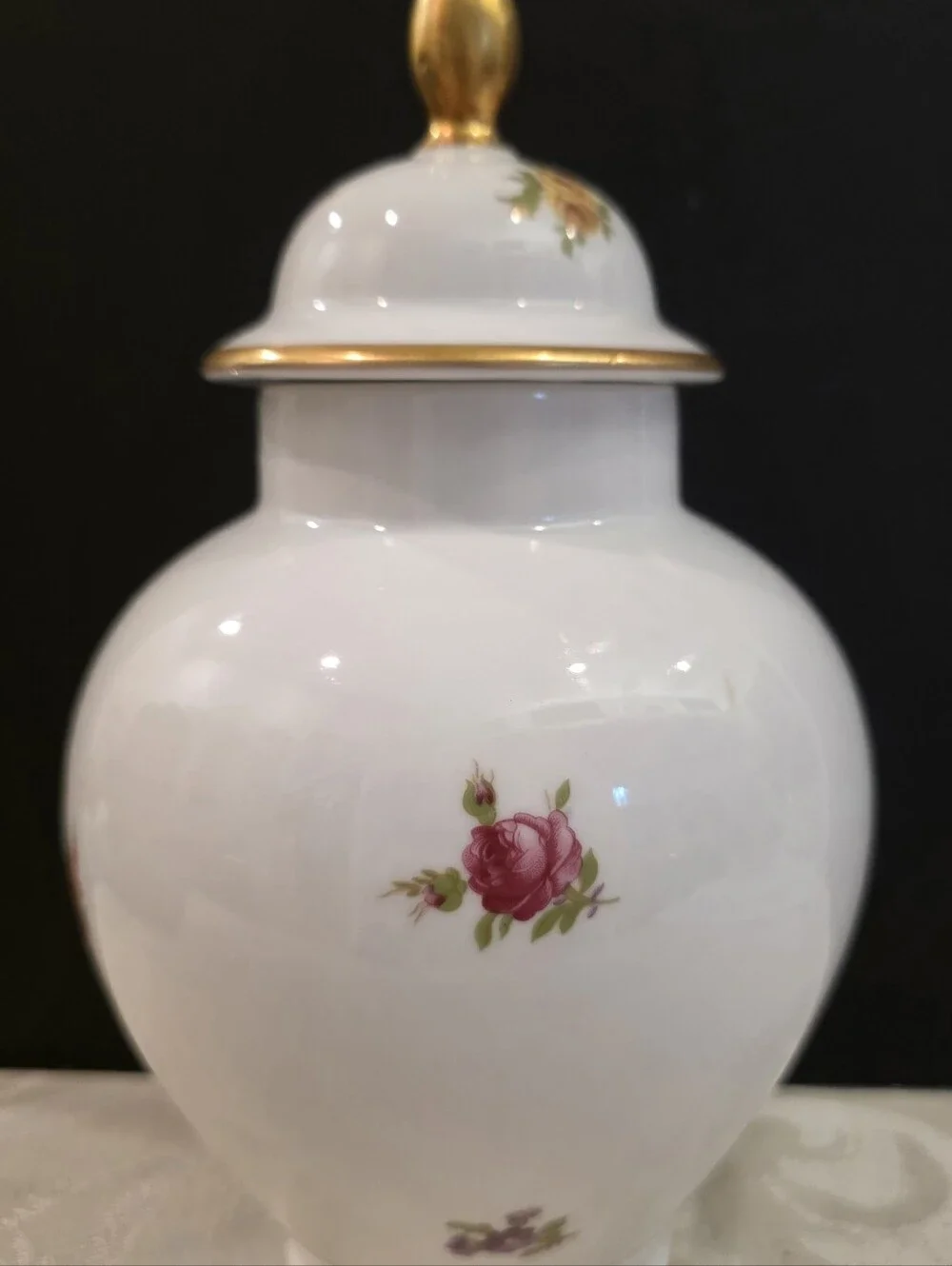 Vintage House of Goebel Bavaria Porcelain Lidded Urn/ Ginger Jar Handpainted